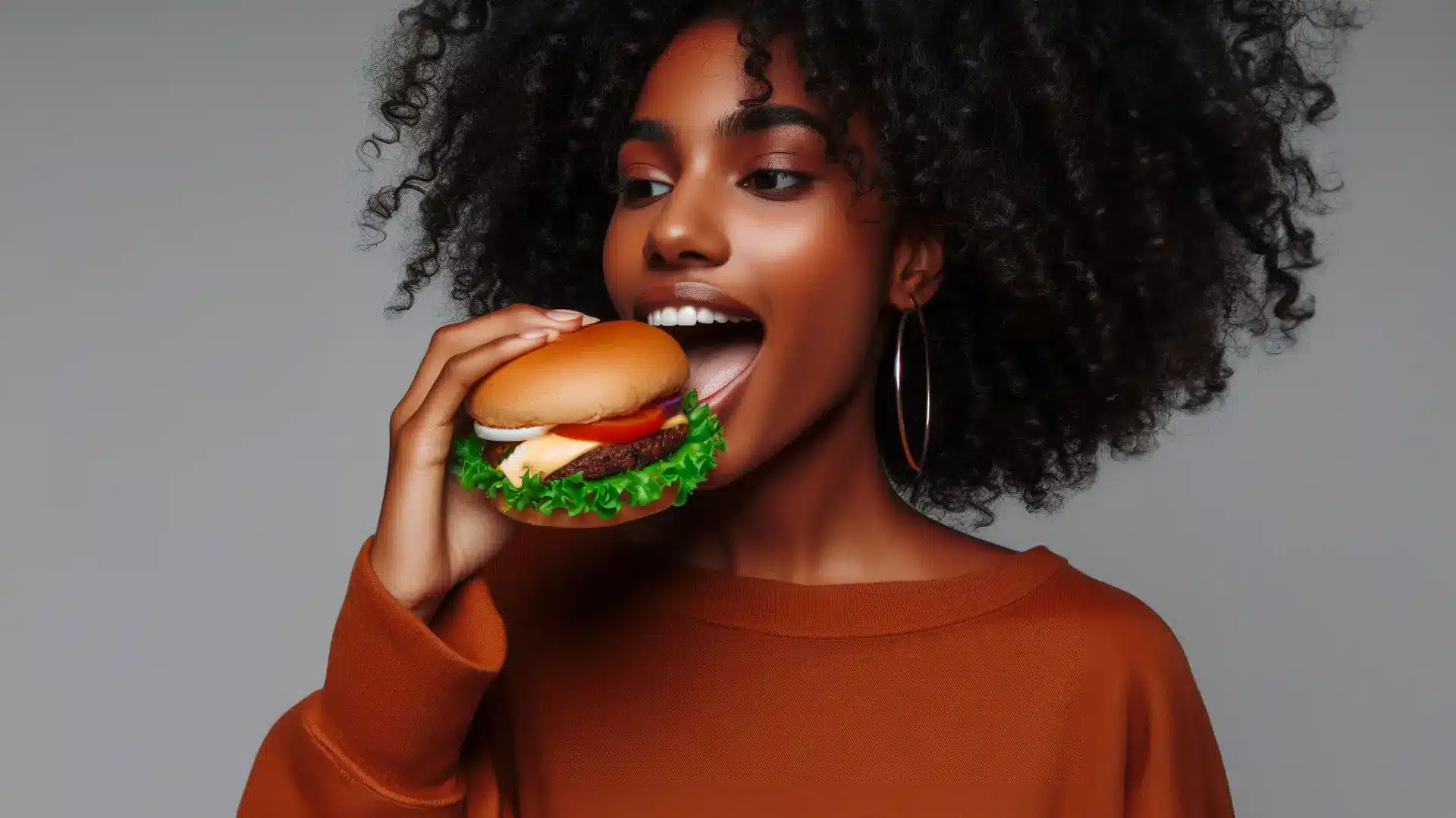 Eating a vegan burger