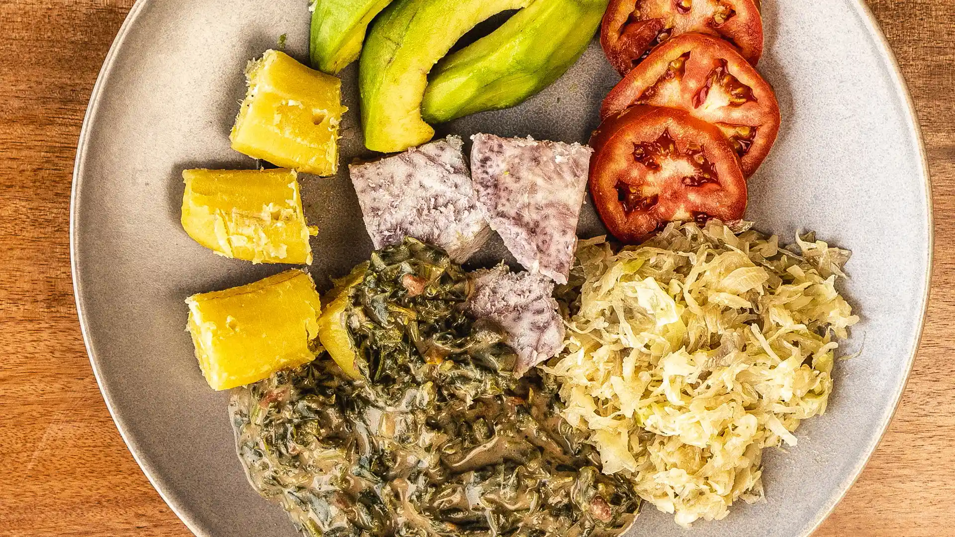 Day 2: Lunch – Yams, Matoke, Dodo with G-Nut Sauce & Cabbage